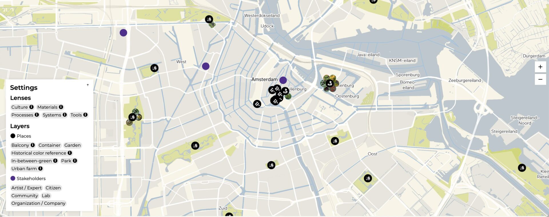 amsterdam interactive map of botanical colors, local color project waag